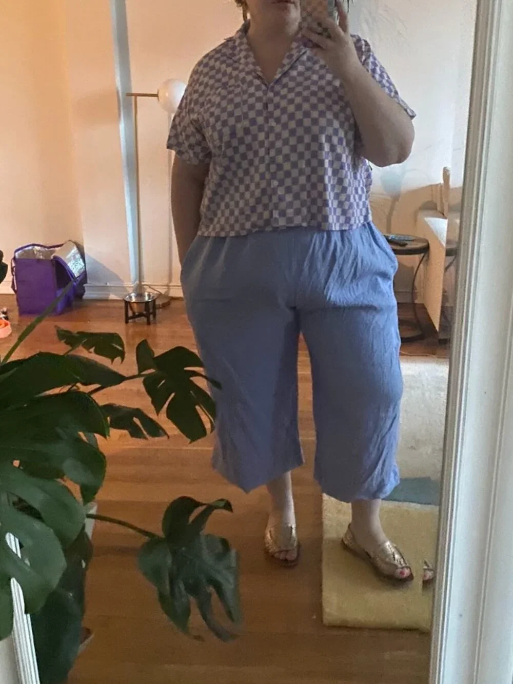 Nettle Studios Periwinkle Cornflower Blue Mid-Easy Linen Pants Sz XL